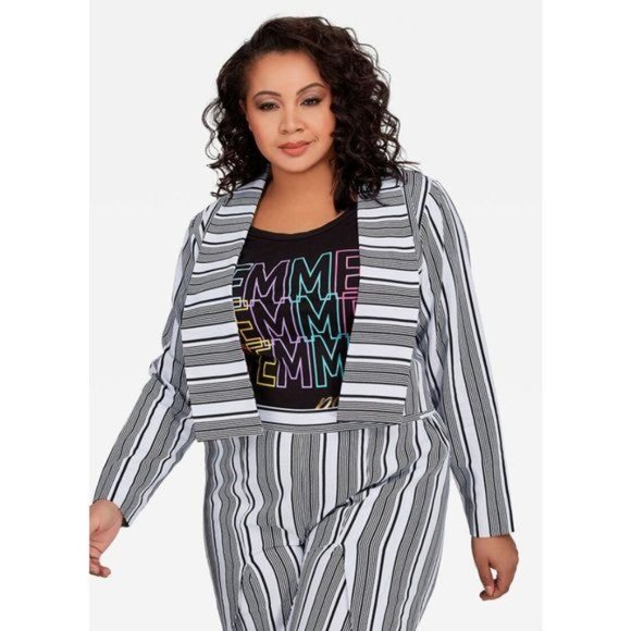 Ashley Stewart Jackets & Blazers - Ashley Stewart Contrast Striped Linen Jacket 16
